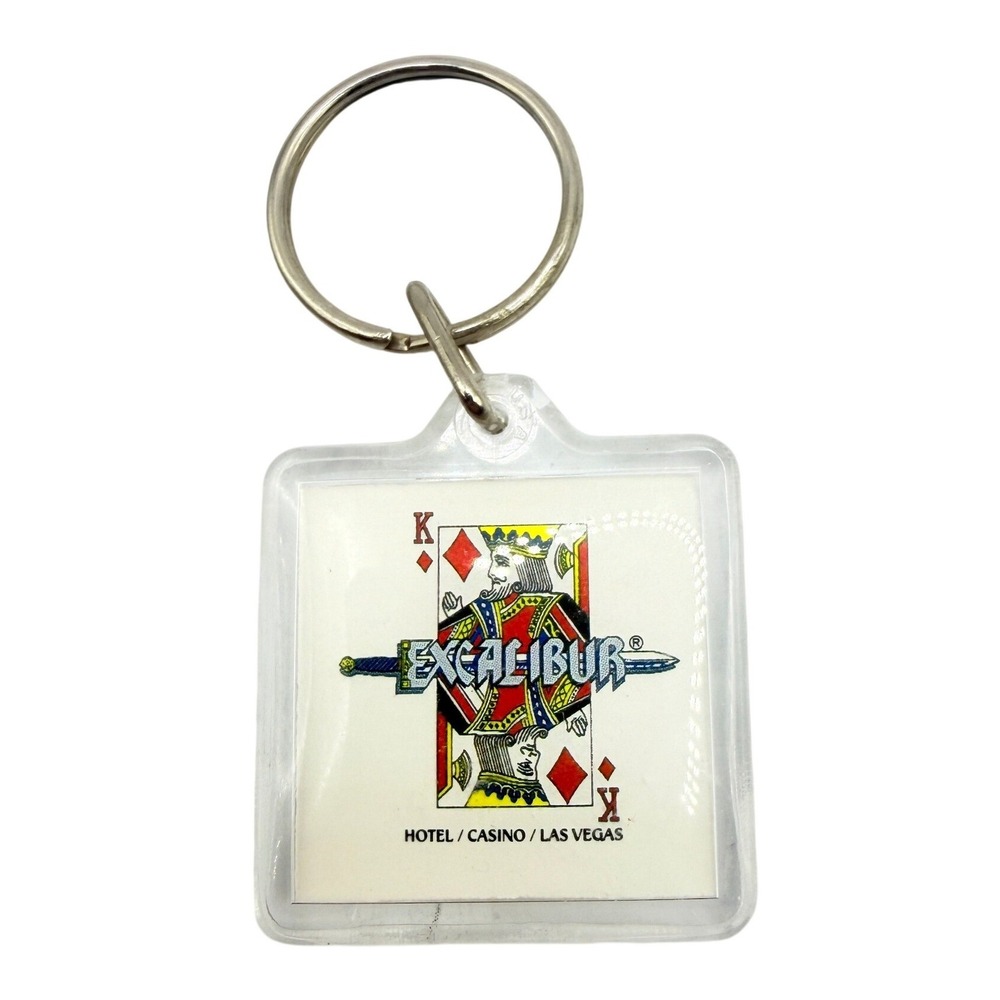 Vintage Excalibur Hotel Casino Las Vegas Reversible Acrylic Keychain